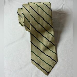 Polo Ralph Lauren Made by Hand Silk Modern Slim Tie Cream Green Black Stripes